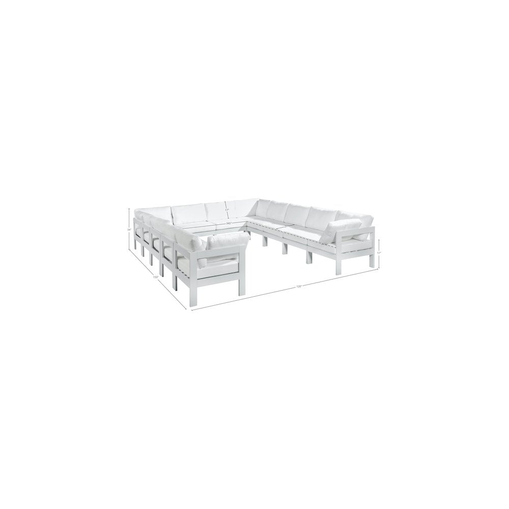 Nizuc White Water Resistant Fabric Outdoor Patio Modular Sectional