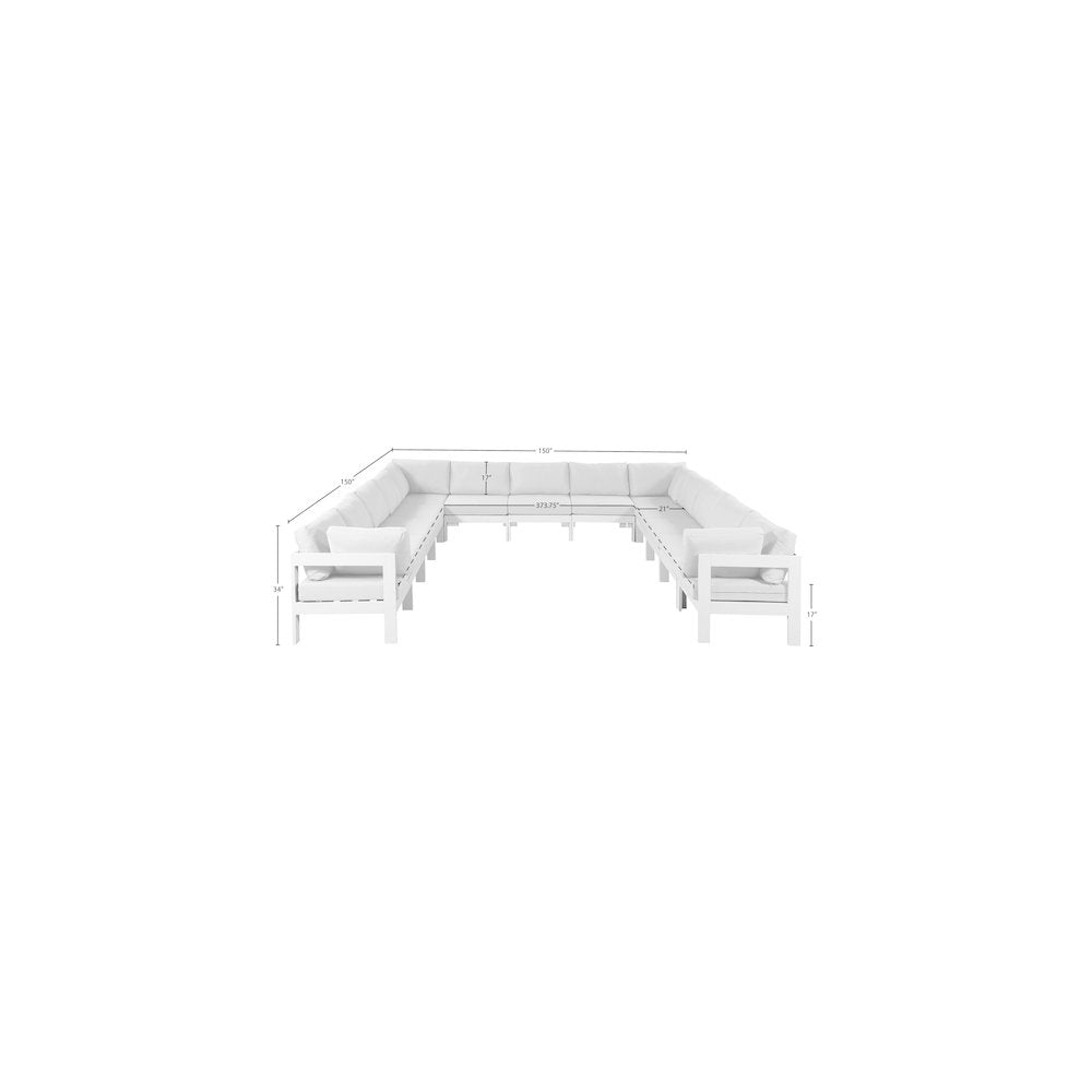 Nizuc White Water Resistant Fabric Outdoor Patio Modular Sectional