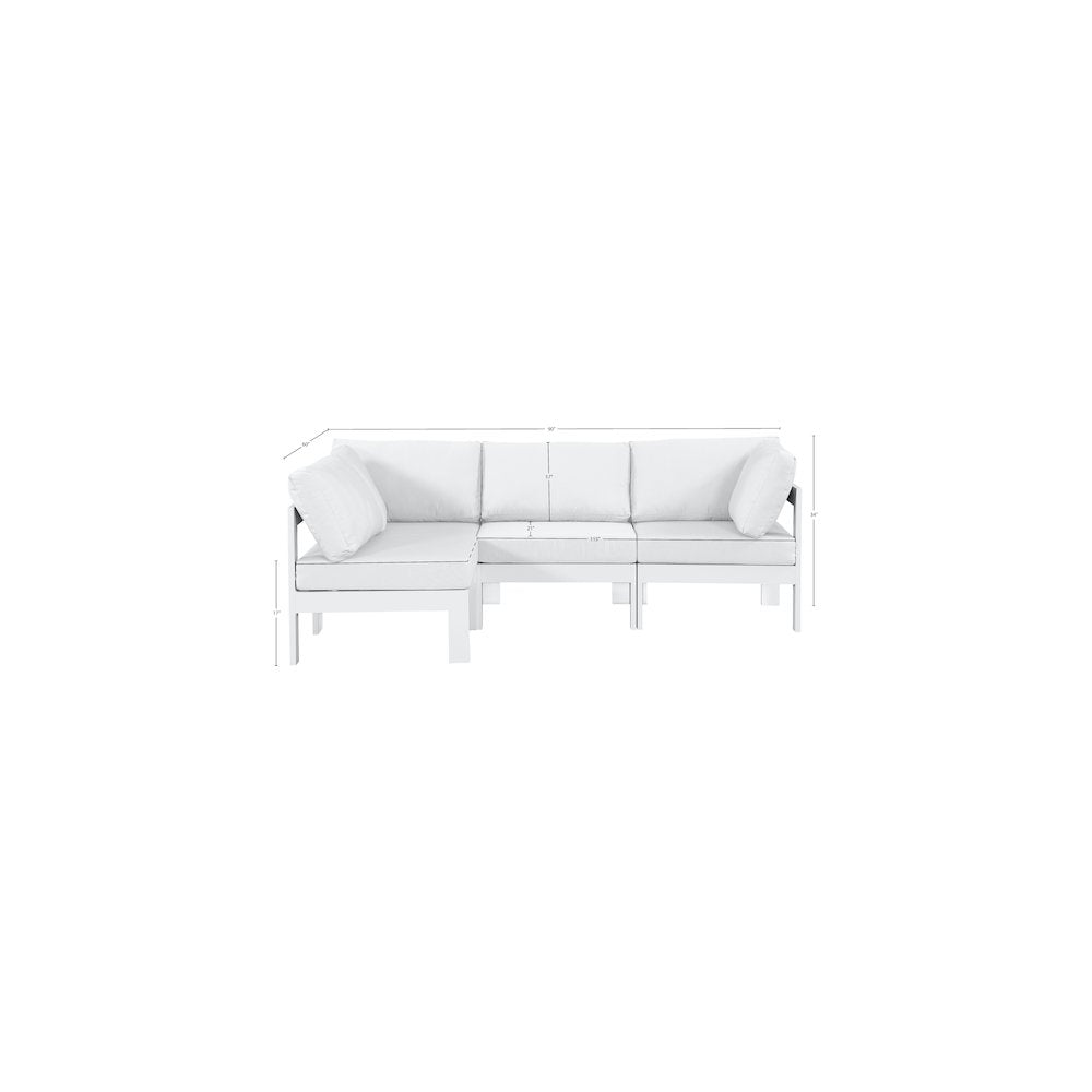 Nizuc White Water Resistant Fabric Outdoor Patio Modular Sectional