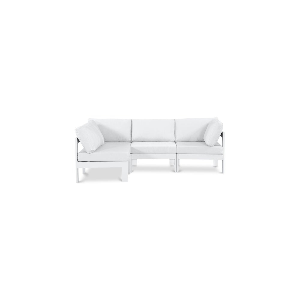 Nizuc White Water Resistant Fabric Outdoor Patio Modular Sectional
