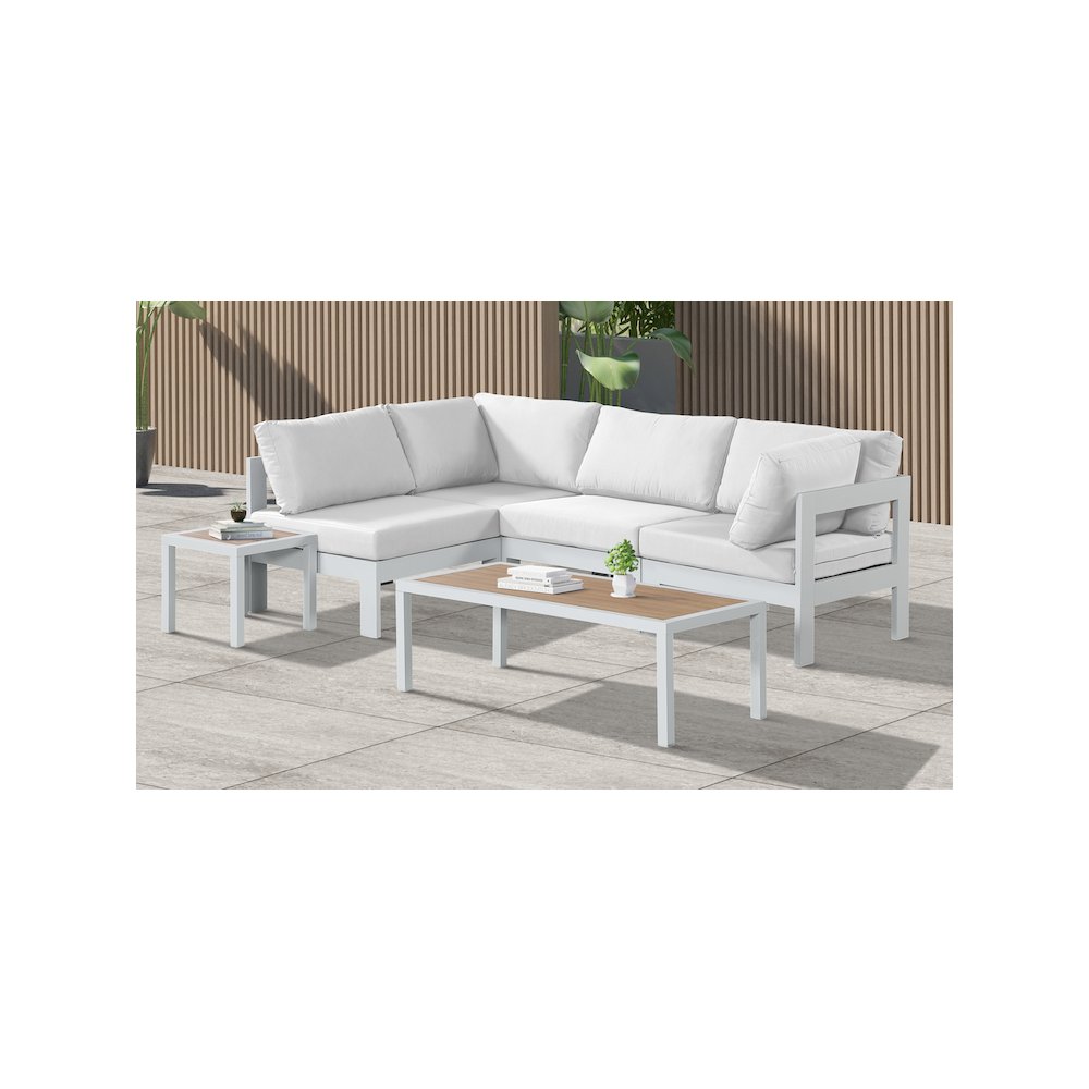 Nizuc White Water Resistant Fabric Outdoor Patio Modular Sectional