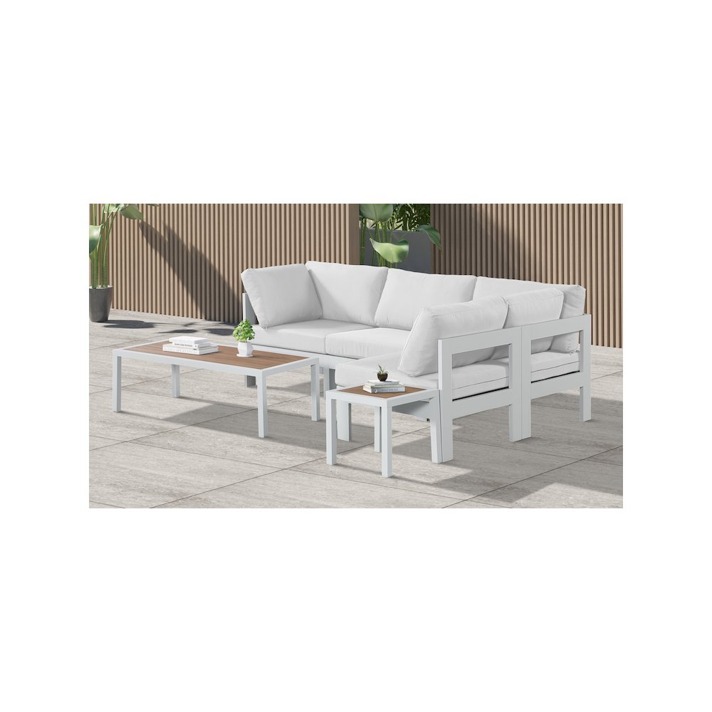 Nizuc White Water Resistant Fabric Outdoor Patio Modular Sectional