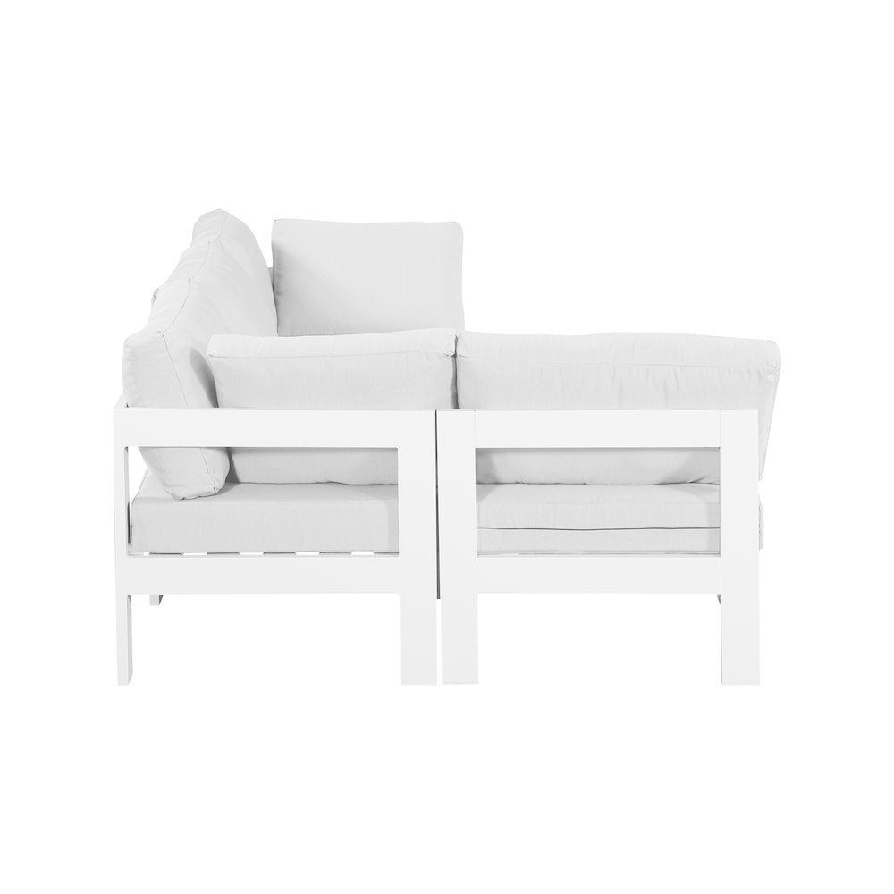 Nizuc White Water Resistant Fabric Outdoor Patio Modular Sectional