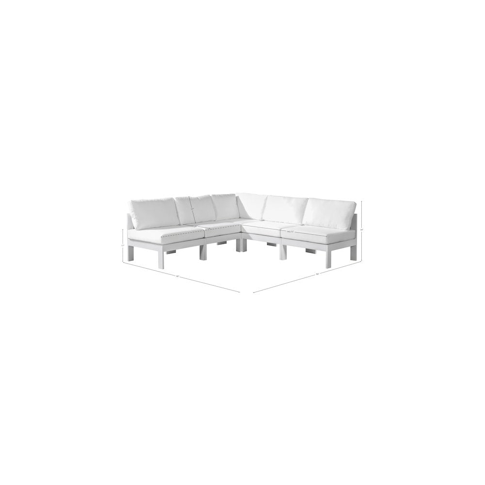 Nizuc White Water Resistant Fabric Outdoor Patio Modular Sectional
