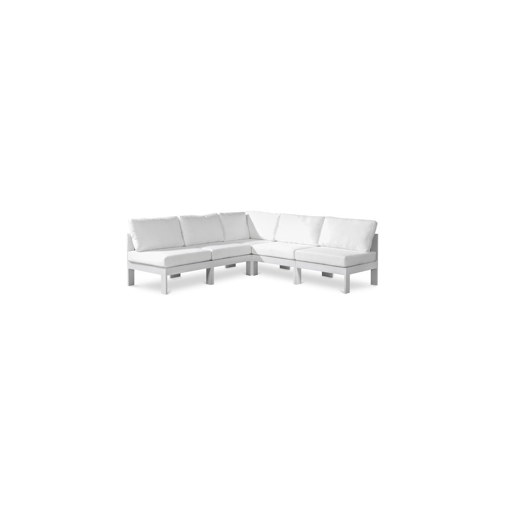 Nizuc White Water Resistant Fabric Outdoor Patio Modular Sectional