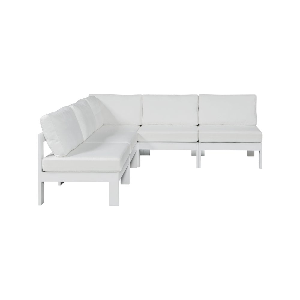 Nizuc White Water Resistant Fabric Outdoor Patio Modular Sectional