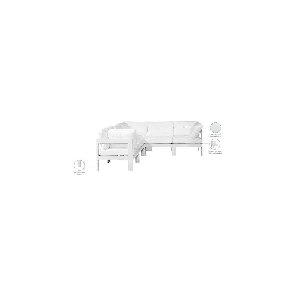 Nizuc White Water Resistant Fabric Outdoor Patio Modular Sectional
