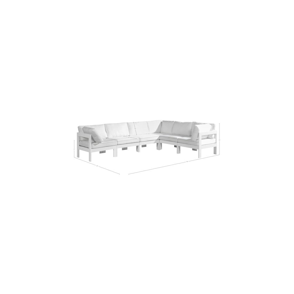 Nizuc White Water Resistant Fabric Outdoor Patio Modular Sectional