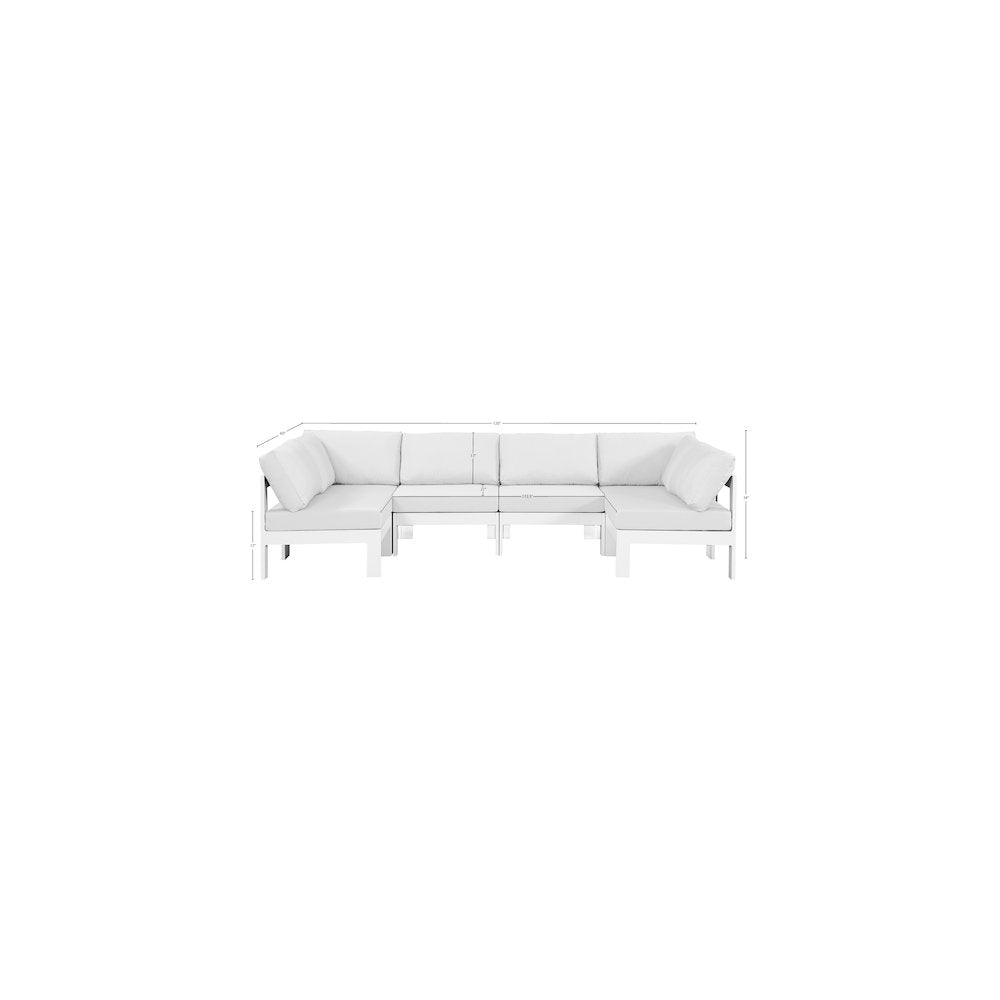 Nizuc White Water Resistant Fabric Outdoor Patio Modular Sectional