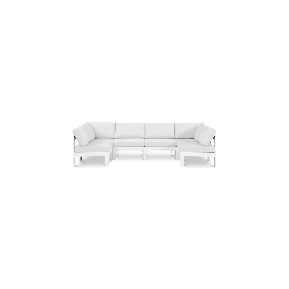 Nizuc White Water Resistant Fabric Outdoor Patio Modular Sectional