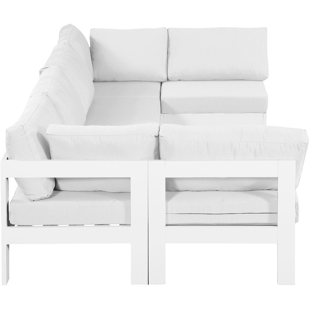 Nizuc White Water Resistant Fabric Outdoor Patio Modular Sectional