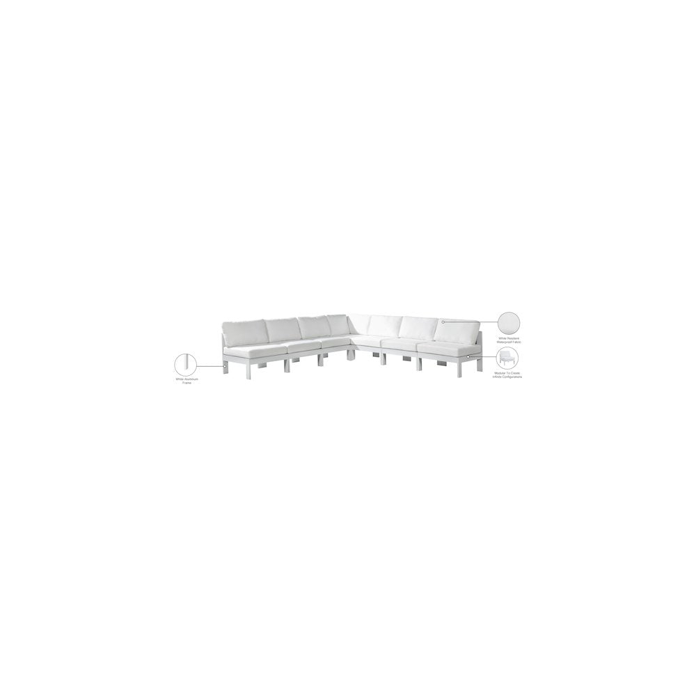 Nizuc White Water Resistant Fabric Outdoor Patio Modular Sectional