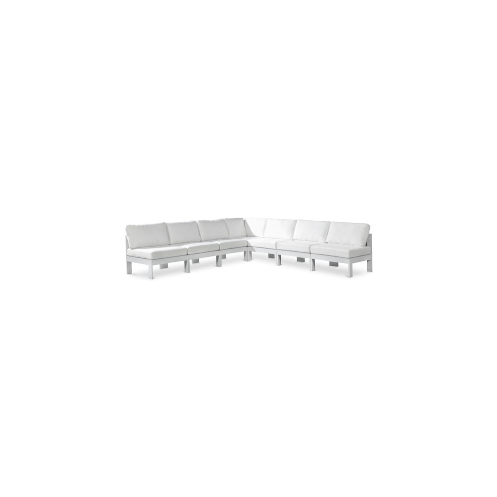 Nizuc White Water Resistant Fabric Outdoor Patio Modular Sectional