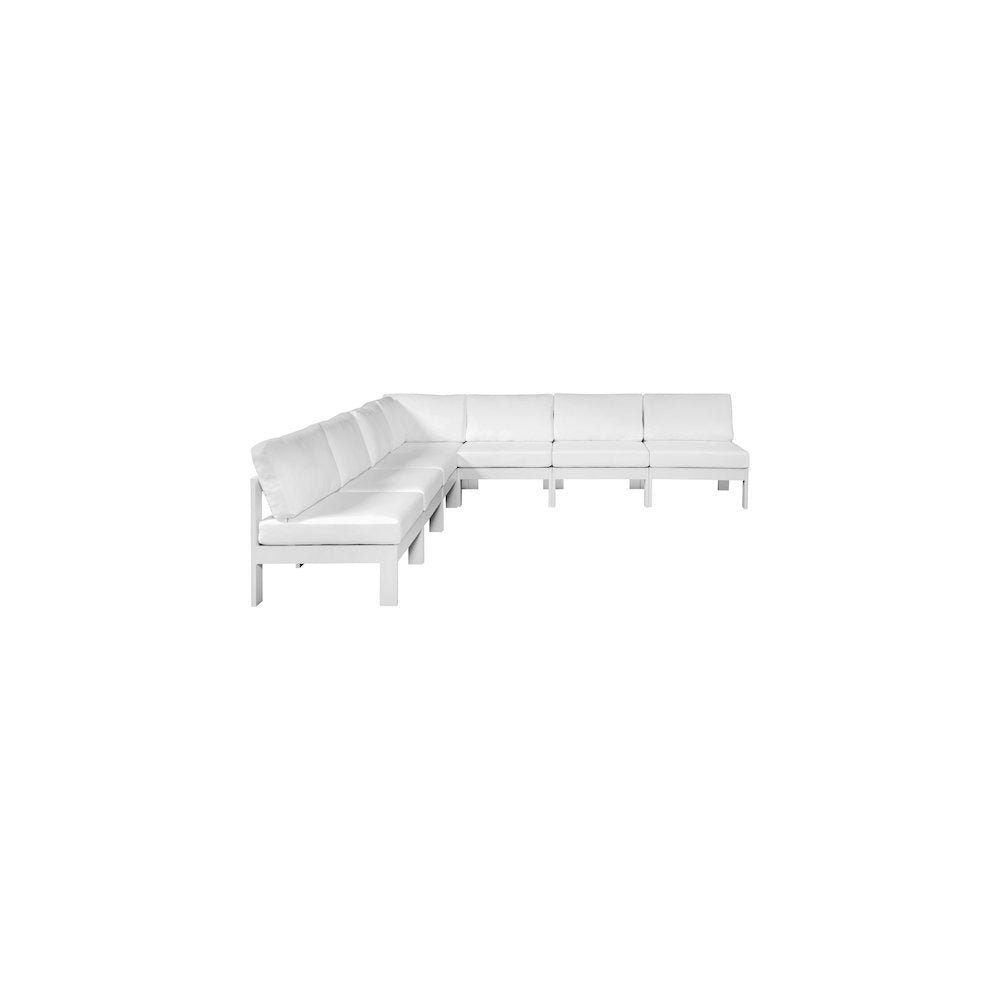 Nizuc White Water Resistant Fabric Outdoor Patio Modular Sectional