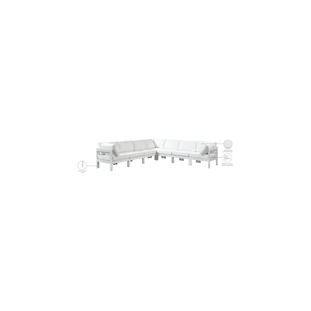 Nizuc White Water Resistant Fabric Outdoor Patio Modular Sectional