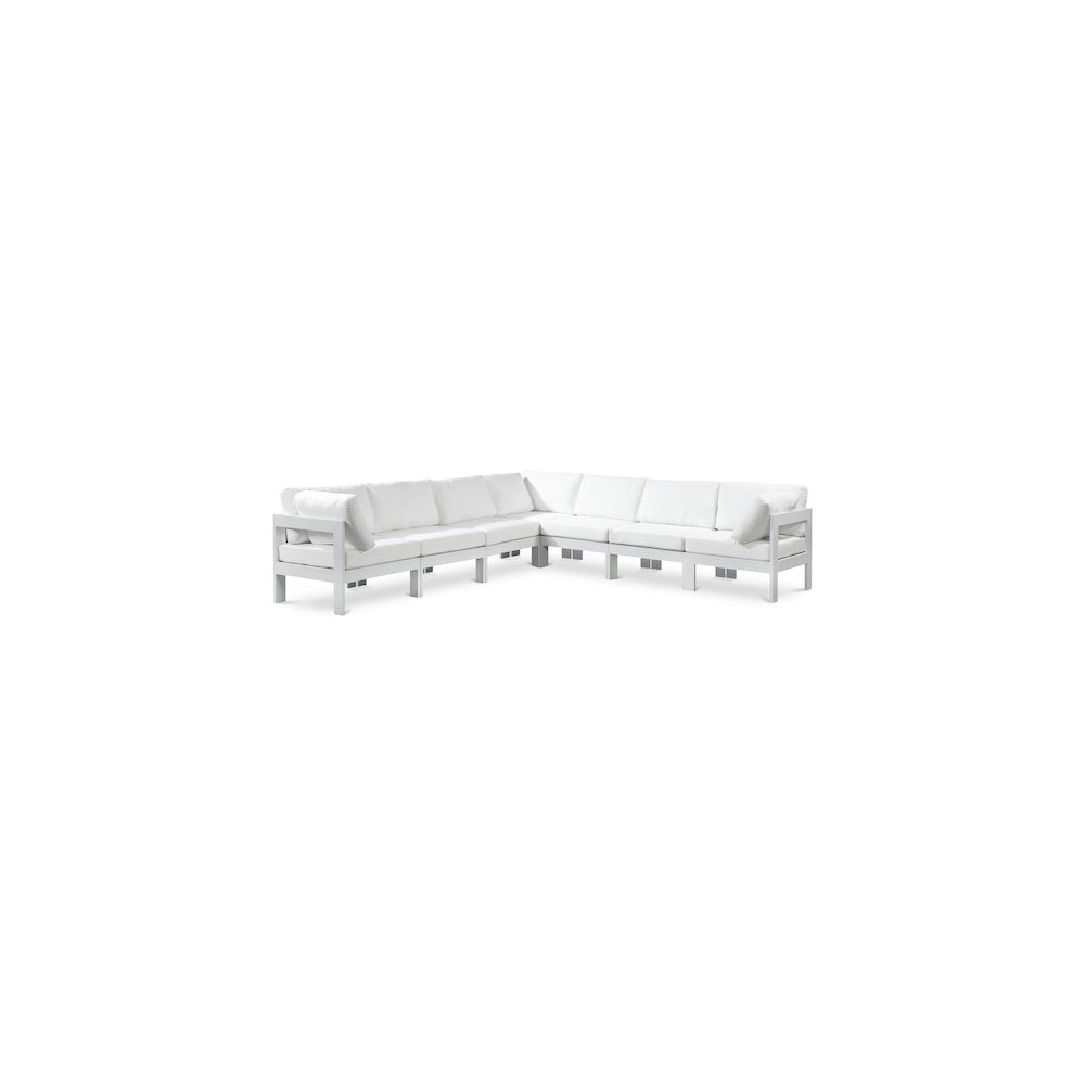 Nizuc White Water Resistant Fabric Outdoor Patio Modular Sectional