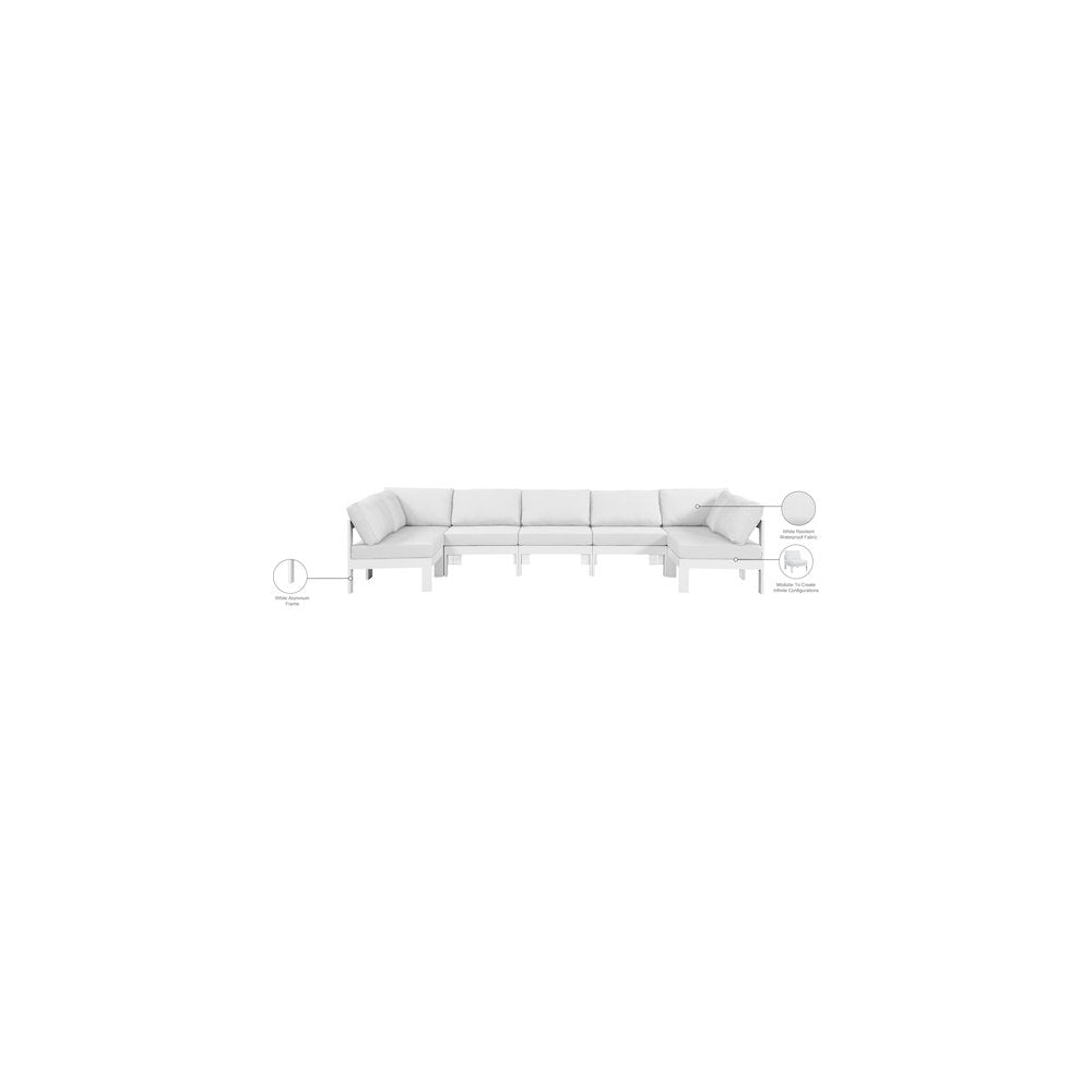 Nizuc White Water Resistant Fabric Outdoor Patio Modular Sectional