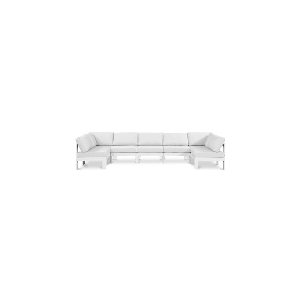Nizuc White Water Resistant Fabric Outdoor Patio Modular Sectional