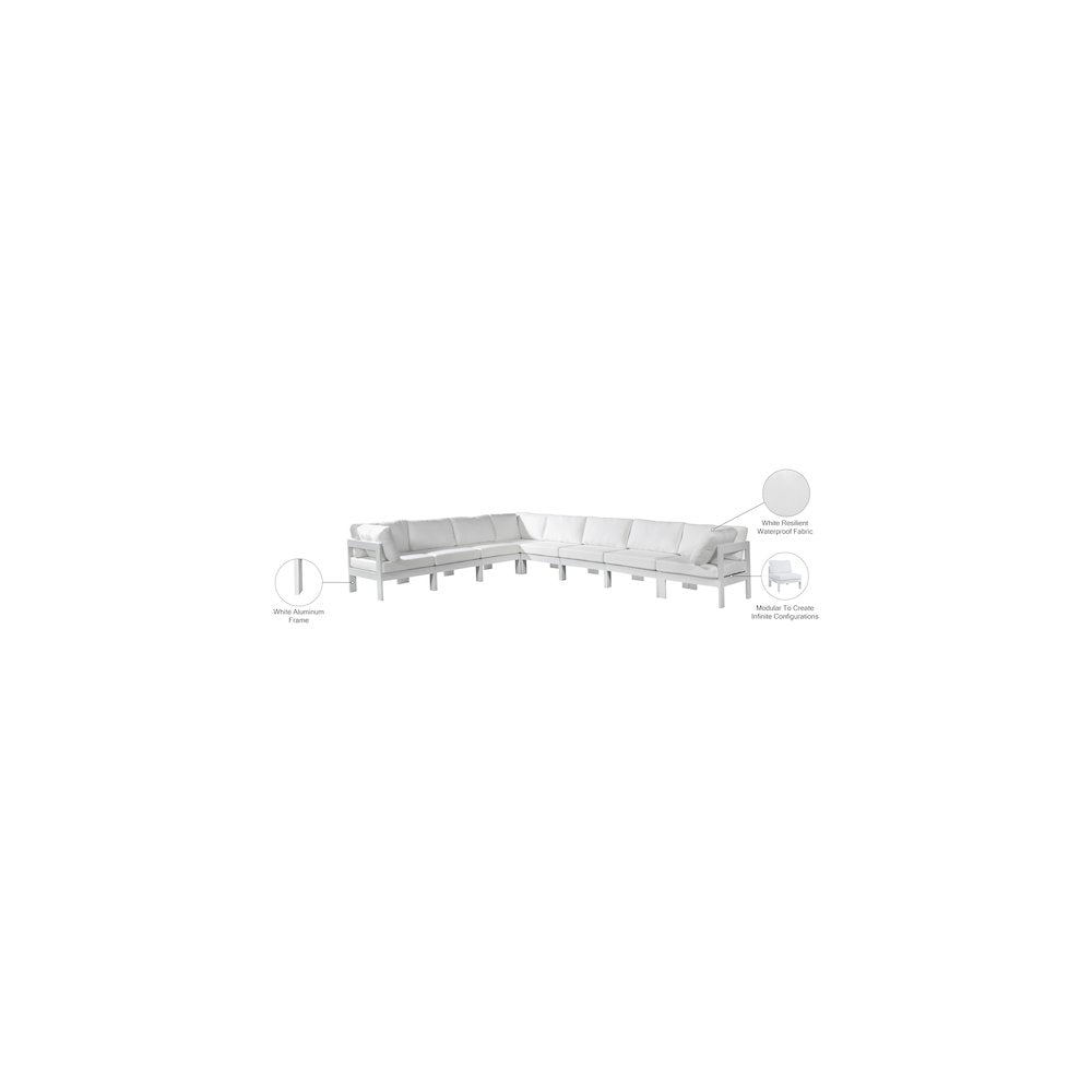 Nizuc White Water Resistant Fabric Outdoor Patio Modular Sectional