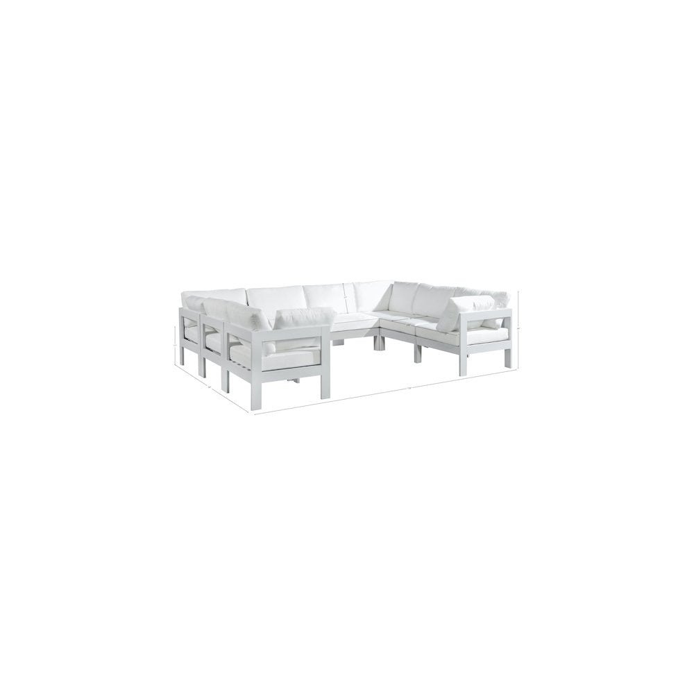 Nizuc White Water Resistant Fabric Outdoor Patio Modular Sectional