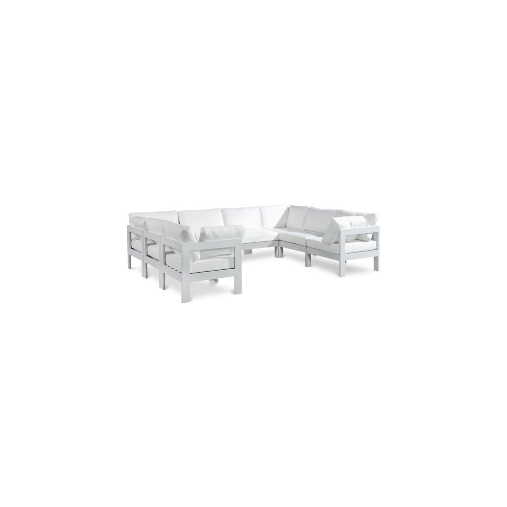 Nizuc White Water Resistant Fabric Outdoor Patio Modular Sectional