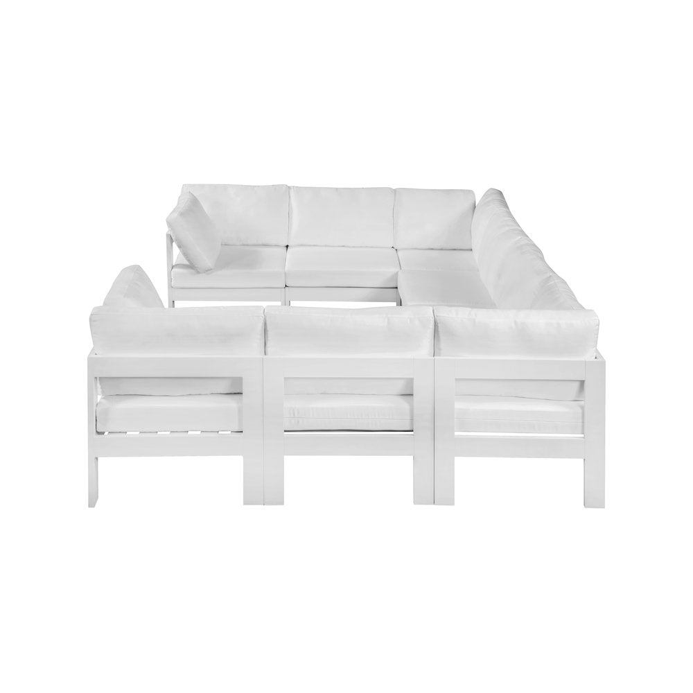 Nizuc White Water Resistant Fabric Outdoor Patio Modular Sectional