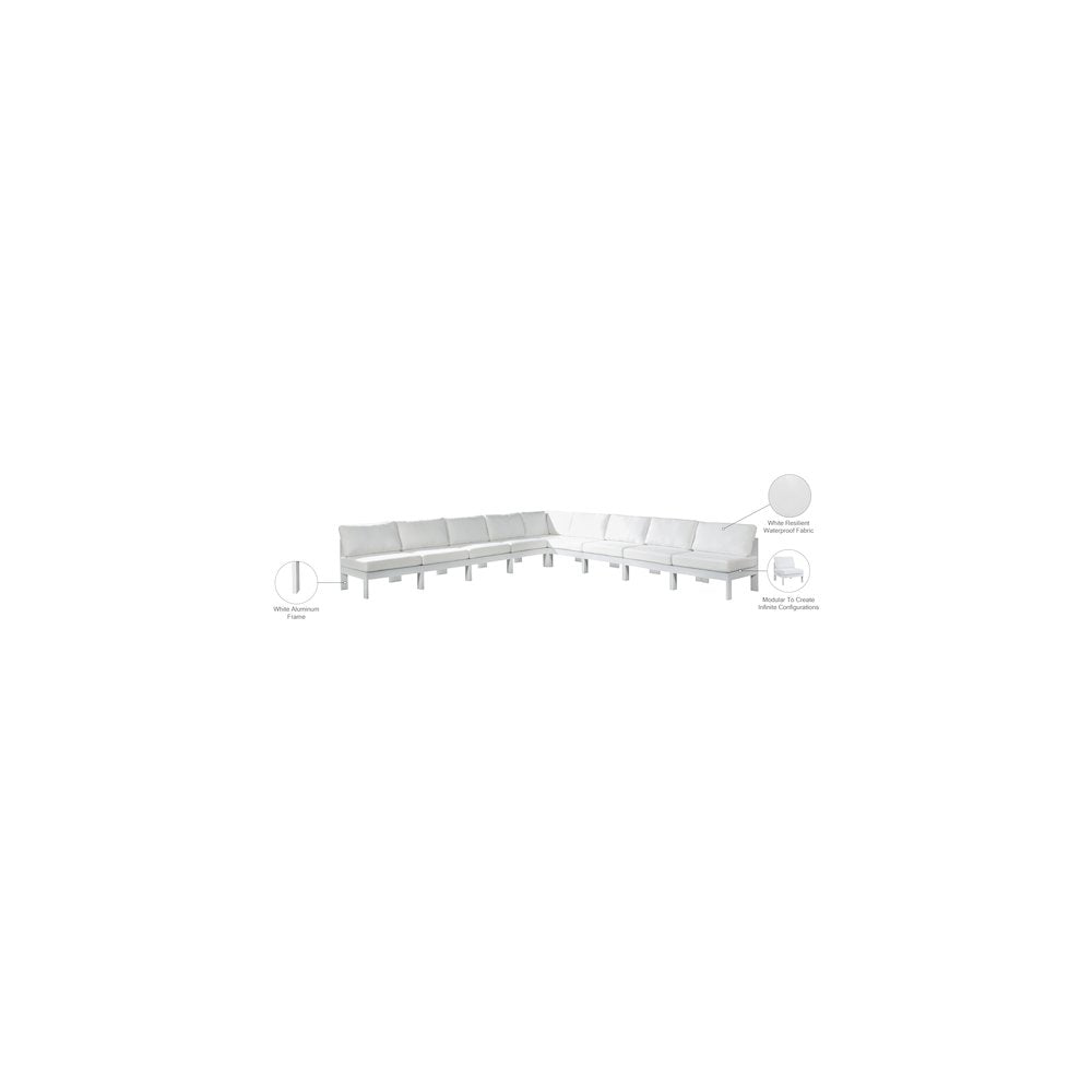 Nizuc White Water Resistant Fabric Outdoor Patio Modular Sectional