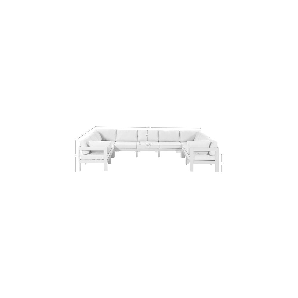 Nizuc White Water Resistant Fabric Outdoor Patio Modular Sectional