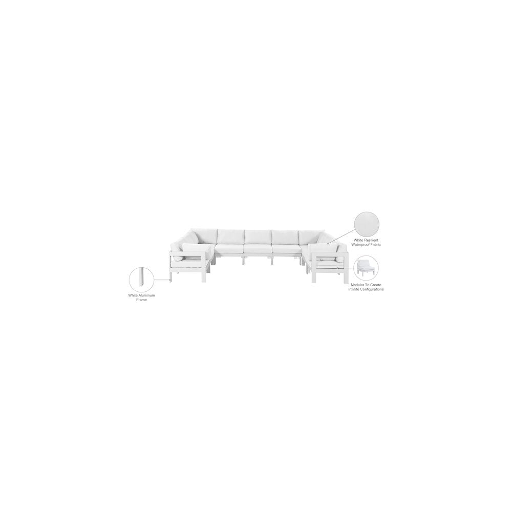 Nizuc White Water Resistant Fabric Outdoor Patio Modular Sectional