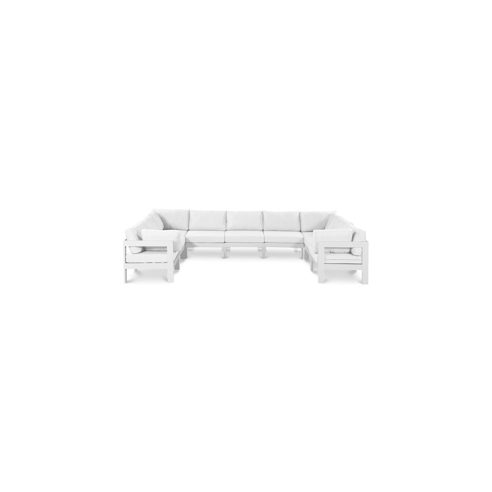 Nizuc White Water Resistant Fabric Outdoor Patio Modular Sectional