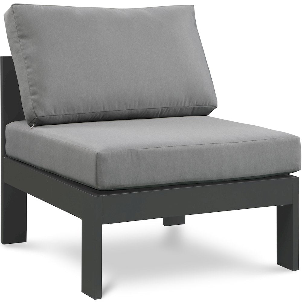 Nizuc Grey Water Resistant Fabric Outdoor Patio Aluminum Armless Chair