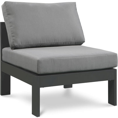 Nizuc Grey Water Resistant Fabric Outdoor Patio Aluminum Armless Chair