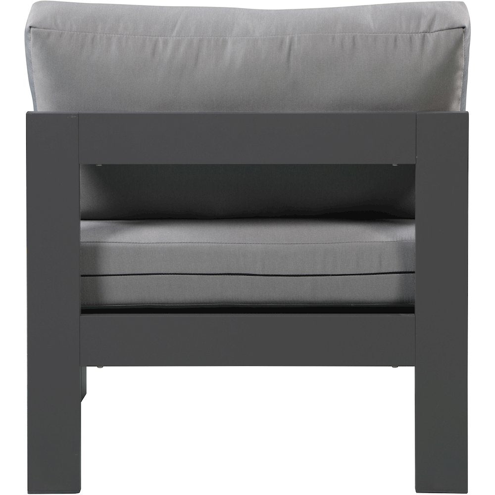 Nizuc Grey Water Resistant Fabric Outdoor Patio Aluminum Armless Chair
