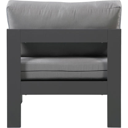 Nizuc Grey Water Resistant Fabric Outdoor Patio Aluminum Armless Chair