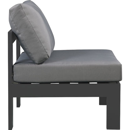 Nizuc Grey Water Resistant Fabric Outdoor Patio Aluminum Armless Chair