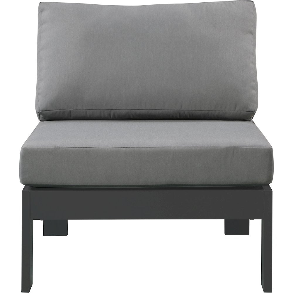 Nizuc Grey Water Resistant Fabric Outdoor Patio Aluminum Armless Chair