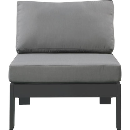Nizuc Grey Water Resistant Fabric Outdoor Patio Aluminum Armless Chair