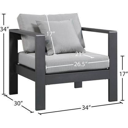 Nizuc Grey Water Resistant Fabric Outdoor Patio Aluminum Arm Chair