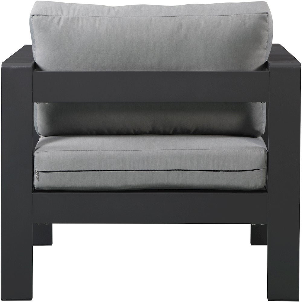 Nizuc Grey Water Resistant Fabric Outdoor Patio Aluminum Arm Chair