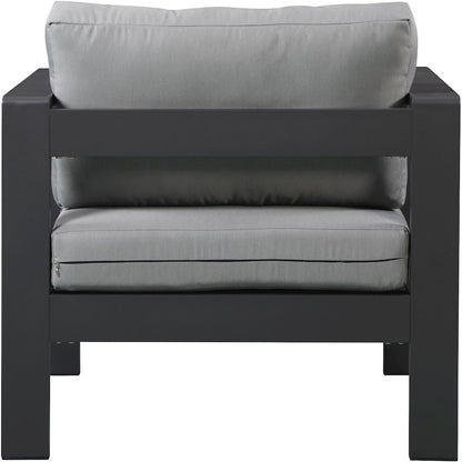 Nizuc Grey Water Resistant Fabric Outdoor Patio Aluminum Arm Chair