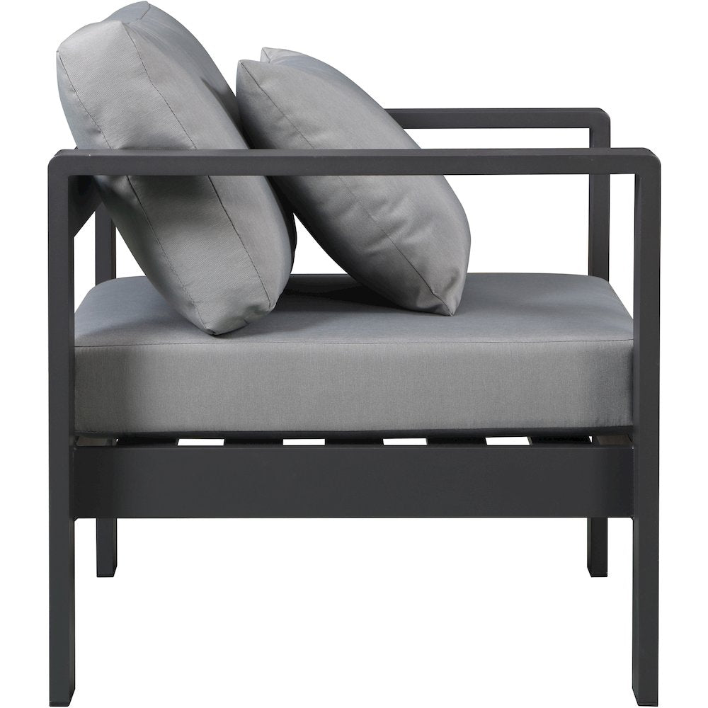 Nizuc Grey Water Resistant Fabric Outdoor Patio Aluminum Arm Chair