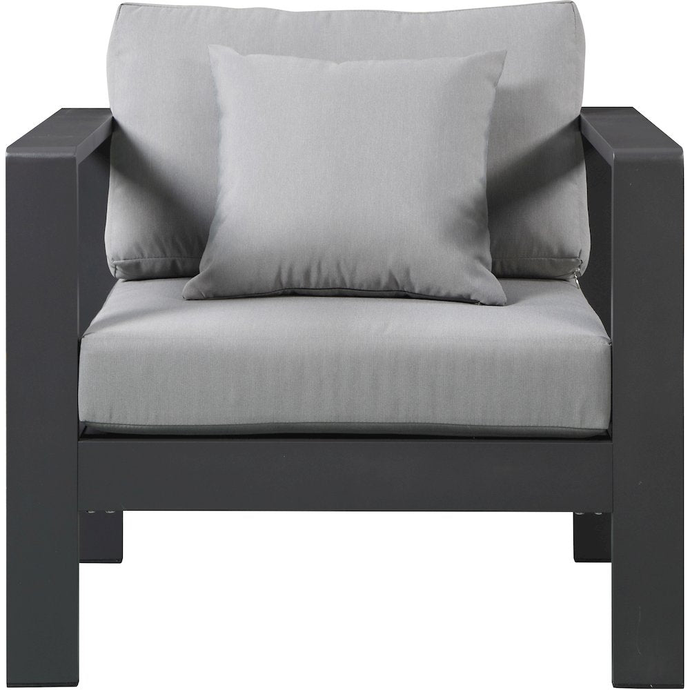 Nizuc Grey Water Resistant Fabric Outdoor Patio Aluminum Arm Chair