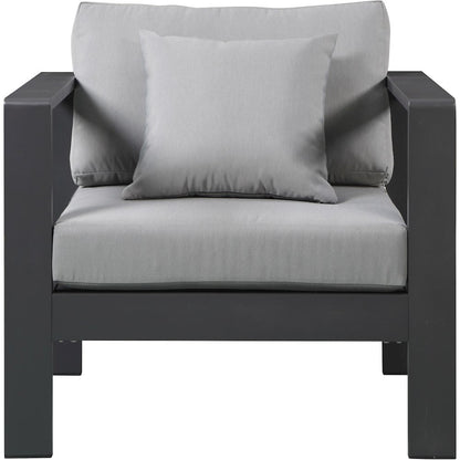 Nizuc Grey Water Resistant Fabric Outdoor Patio Aluminum Arm Chair