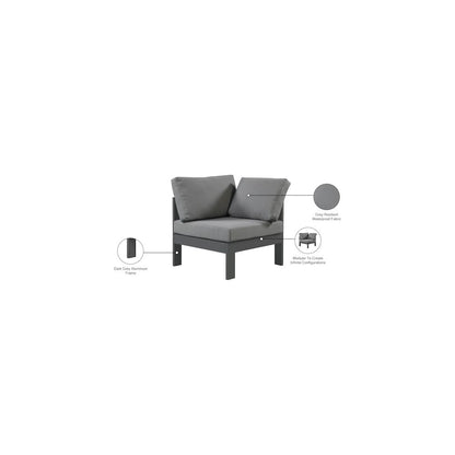 Nizuc Grey Water Resistant Fabric Outdoor Patio Aluminum Corner Chair