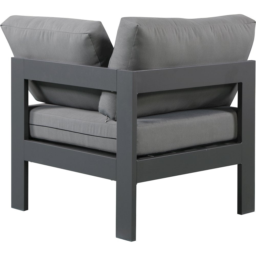 Nizuc Grey Water Resistant Fabric Outdoor Patio Aluminum Corner Chair