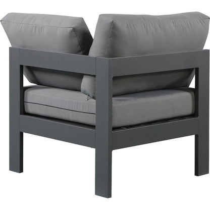 Nizuc Grey Water Resistant Fabric Outdoor Patio Aluminum Corner Chair