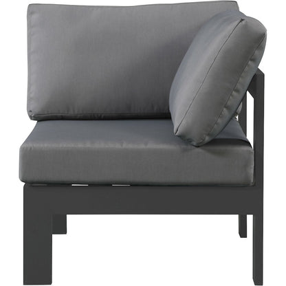 Nizuc Grey Water Resistant Fabric Outdoor Patio Aluminum Corner Chair
