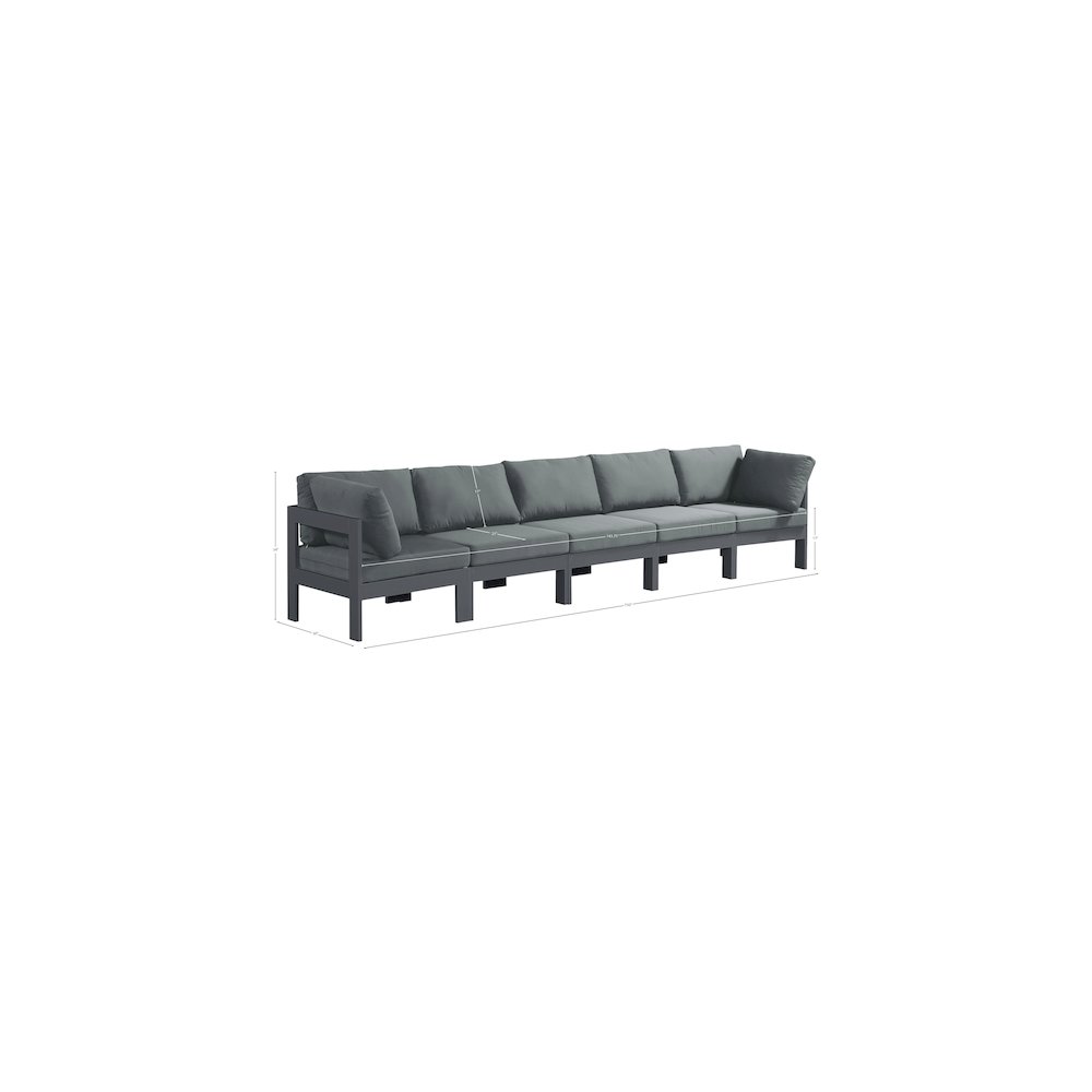 Nizuc Grey Water Resistant Fabric Outdoor Patio Modular Sofa