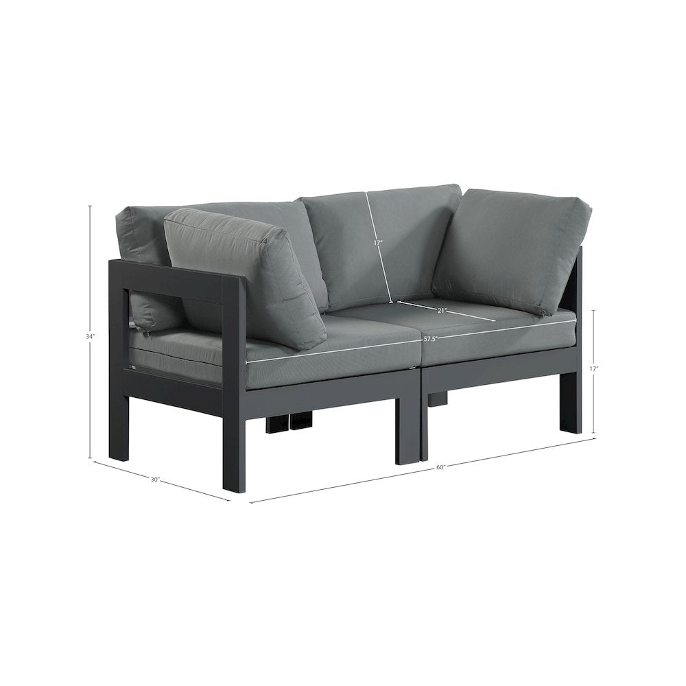 Nizuc Grey Water Resistant Fabric Outdoor Patio Modular Sofa
