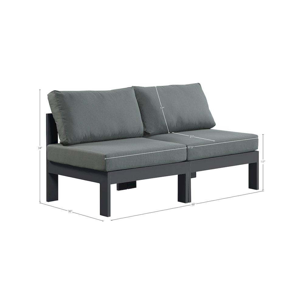 Nizuc Grey Water Resistant Fabric Outdoor Patio Modular Sofa